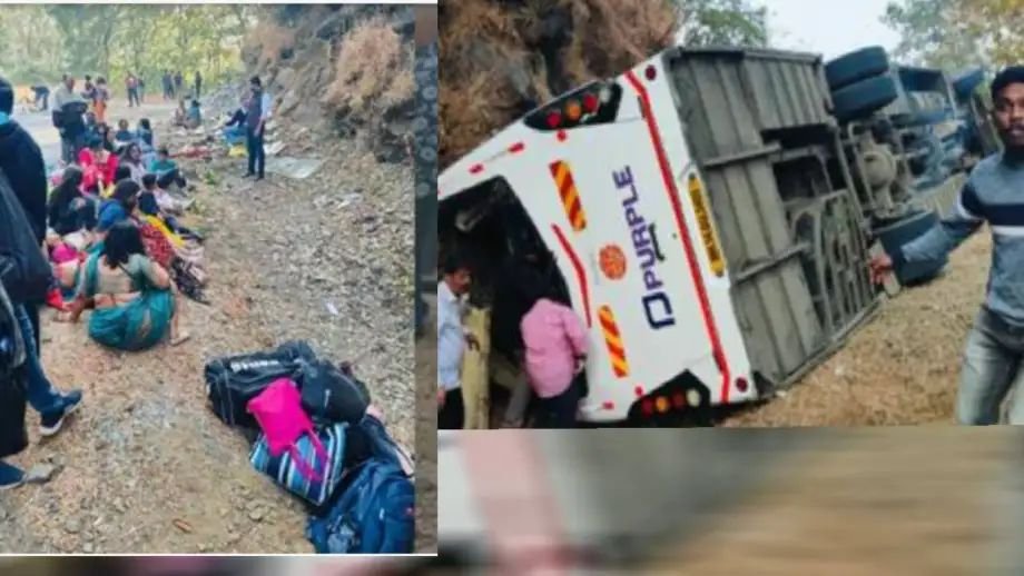 ताम्हिणी घाटात लग्नाला जाणारी बस उलटली, भीषण अपघातात ५ जणांचा मृत्यू