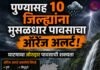 पुण्यासह १० जिल्ह्यांना मुसळधार पावसाचा ऑरेंज अलर्ट, घाटमाथा जोरदार पावसाची शक्यता कुठे कसं असेल हवामान?